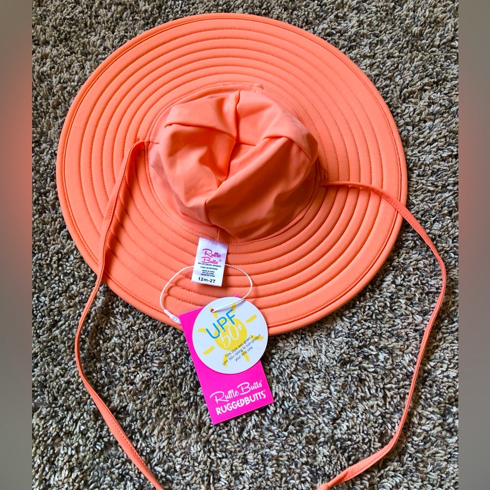 Ruffle Butts NWT UPF 50+ swim hat with strings